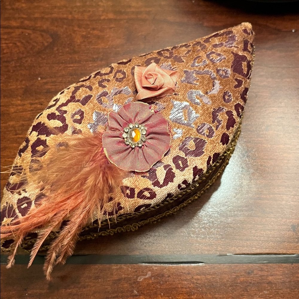 Leopard Print Decorative Jewelry Box with Pink Floral Accent